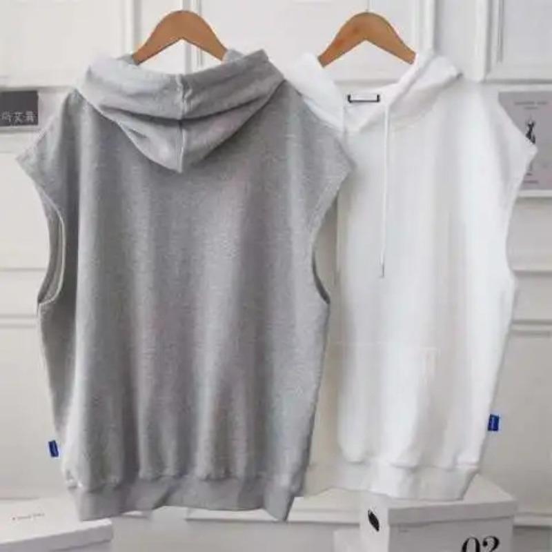 Spring and Summer Loose Large Size Simple Sleeveless Jacket Hooded Vest Sweatshirt