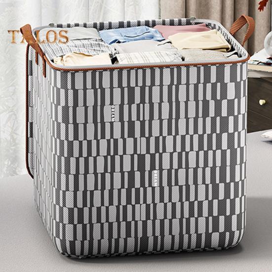 2Pcs Heavy Duty Clothing Storage Bags with Reinforced Handles Large Capacity Double Zipper Quilts Toys Organizer Laundry Baskets