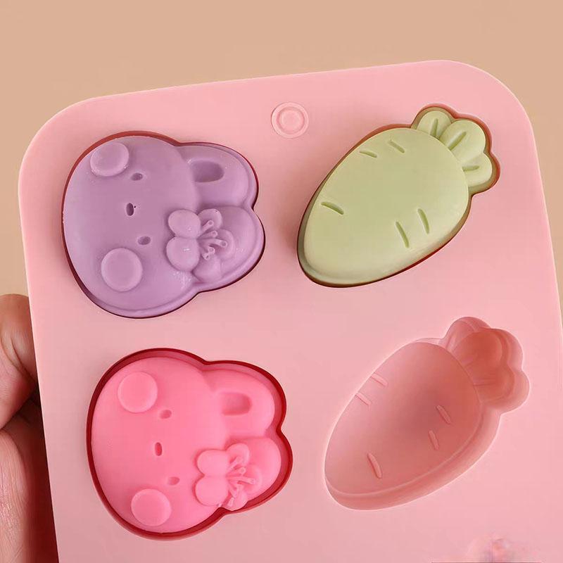 Cartoon Silicone Mold Rabbit Carrot Cookies Chocolate Candy Jelly Mini Soap Ice Cube Tray Kid's Birthday Cake Decorating Tools