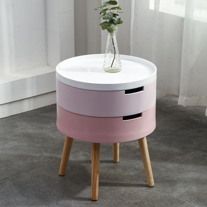 Multi-use Solid Wood Nordic Creative Coffee Table Simple Sofa Side Table Corner Bed Round Table Storage Box End Tables Desk