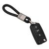 Textured Leather Rope and Gunmetal Keychain with Horseshoe Buckle