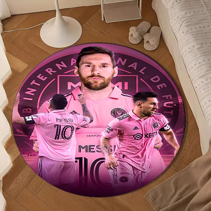 Messi's Pink Round Mat, Anti-slip Circle Carpet Chair Rug For livingroom,Bedroom, Doormat Home Decor Gift Christmas Gifts