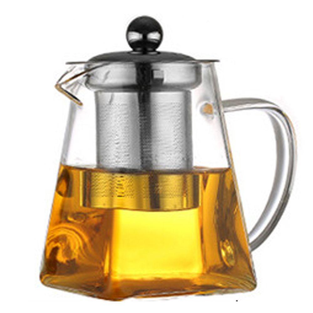 

coffee Stainless Steel Tea Strainers Tea Leaves Teapot Glass Square Pot with Tea Strainers Kettle 550ml