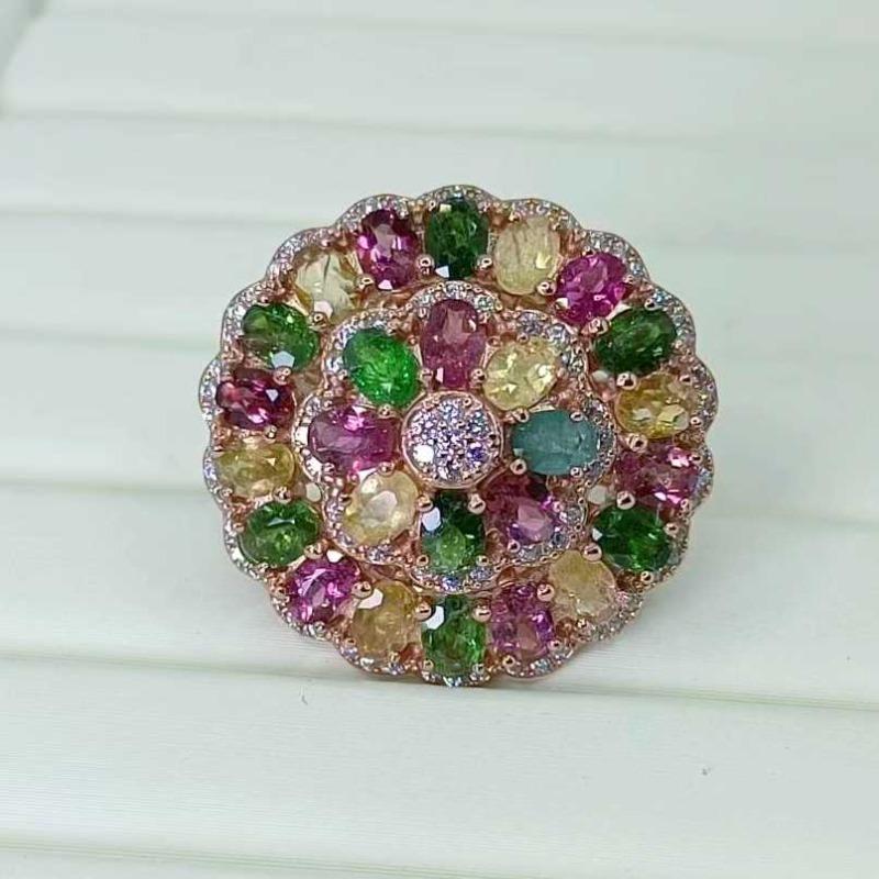 

Кольца SACE GEMS из стерлингового серебра 925 пробы 3*4 мм с натуральным турмалином для женщин, ювелирные изделия для помолвки, коктейля и вечеринки Open разноцветный