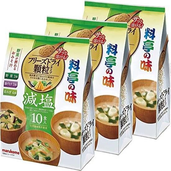 Marukome Freeze-Dried Granules Restaurant-Style Reduced Salt Assorted Instant Miso Soup 10 Servings x 3 Packs Heat Stroke PreventionNutritional