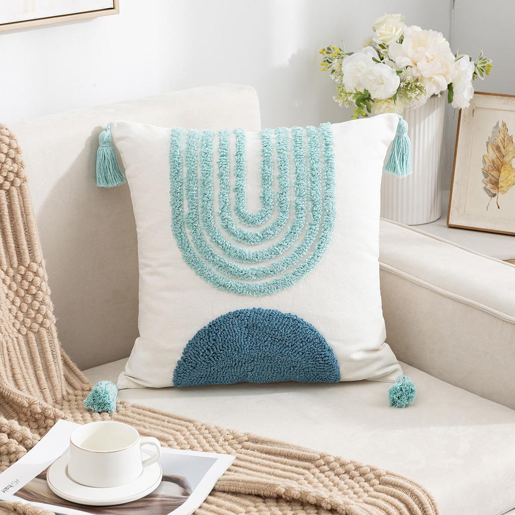 Tufted Tassel Pillow Case Bohemian Home Living Room Sofa Bedroom Tassel Back Cushion Core-Free Premium Durable