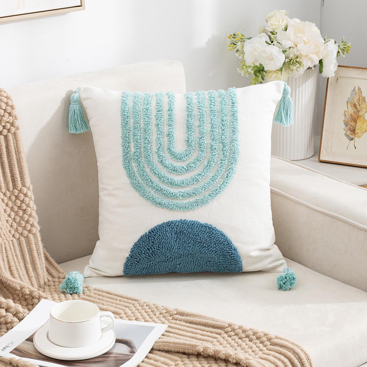

Tufted Tassel Pillow Case Bohemian Home Living Room Sofa Bedroom Tassel Back Cushion Core-Free Premium Durable 45 * 45cm (excluding core)