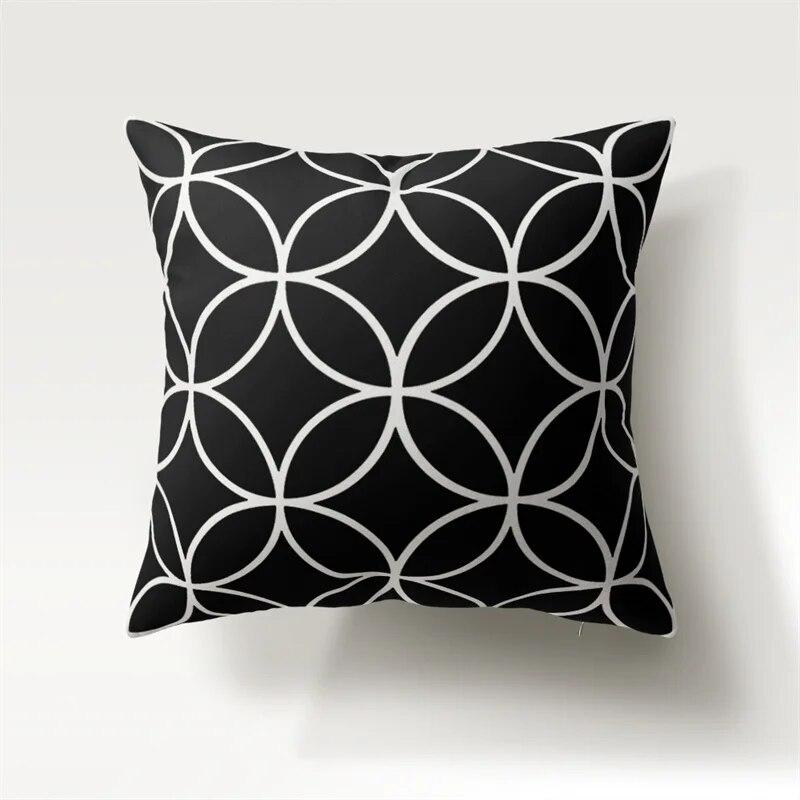 Nordic Simple Fashion Black and White Geometric Polyester Pillowcase 45x45cm Sofa Chair Car Cushion Cover Home Decor Pillowcase