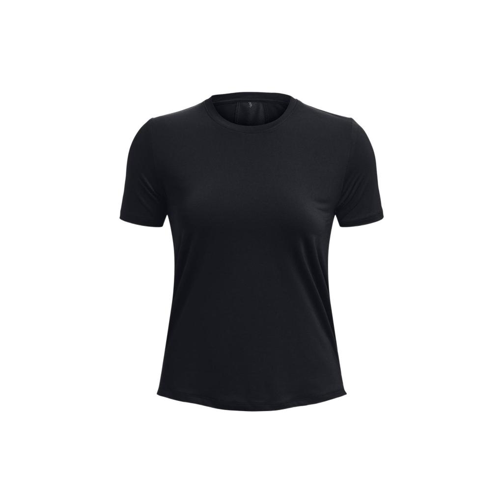 Under Armour Solid Color Round Neck Mesh Back Short Sleeve T-Shirt Women Tops Black 1379043-001