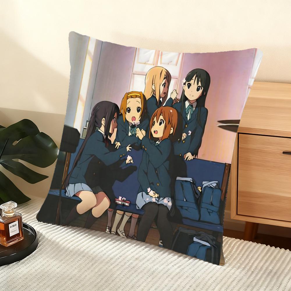 Anime K-K-On! Cartoon Cushion Cover Soft Short Plush Pillow Cover Smooth Cozy Texture Aesthetic Cushion Case Home Decor