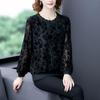 Office Lady Floral Printed Patchwork Blouse Casual Long Sleeve Spring Autumn Stand Collar Lace Spliced Female Loose Gauze Shirt