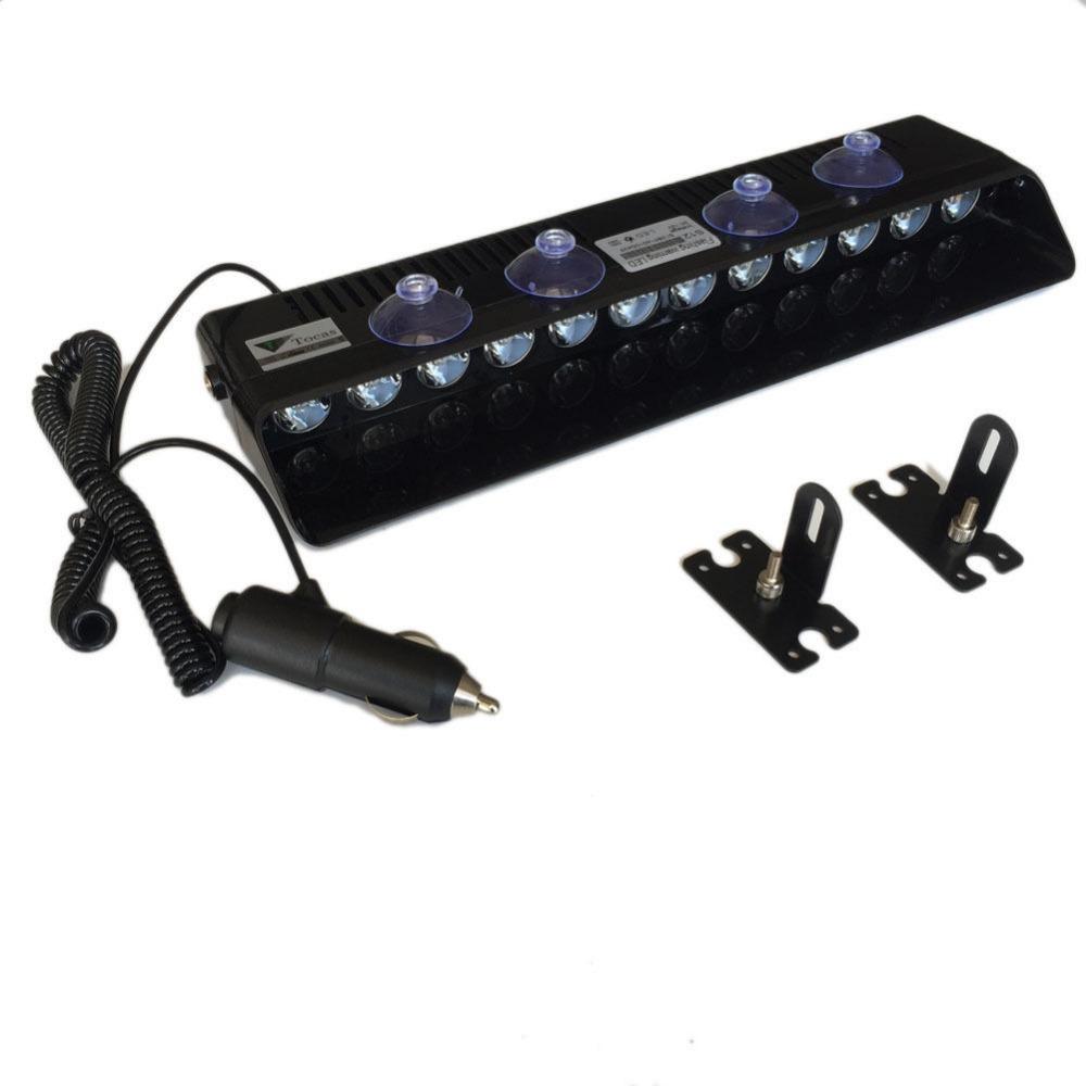 Car Strobe Flashing Windscreen Lamp 12LED Red/Blue Police Led Flasher Emergency Warning Light 12V 12W