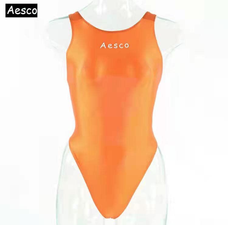 AESCO Competitive Easy to Put on and Take Soft to the Cute and Super Sexy Shiny School Yoga Clothes Swimsuit, Half-Back, Stretchy, off, Touch, &