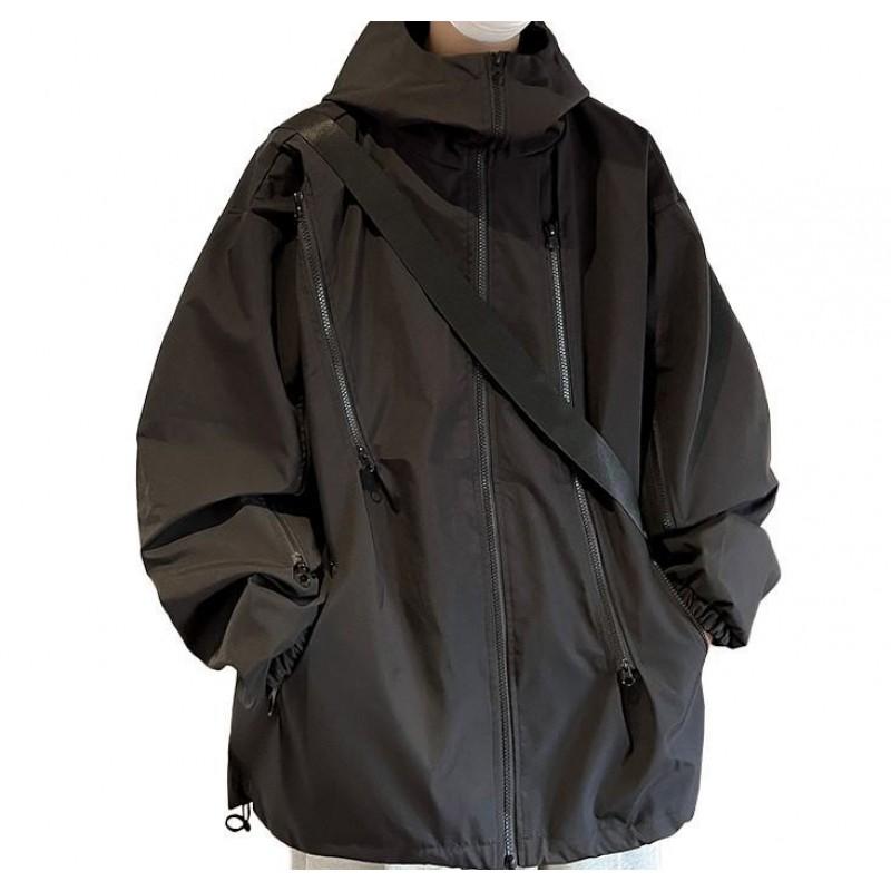 Mens Winter Thickened Hooded Jacket Solid Color Waterproof Casual Fashion Outerwear