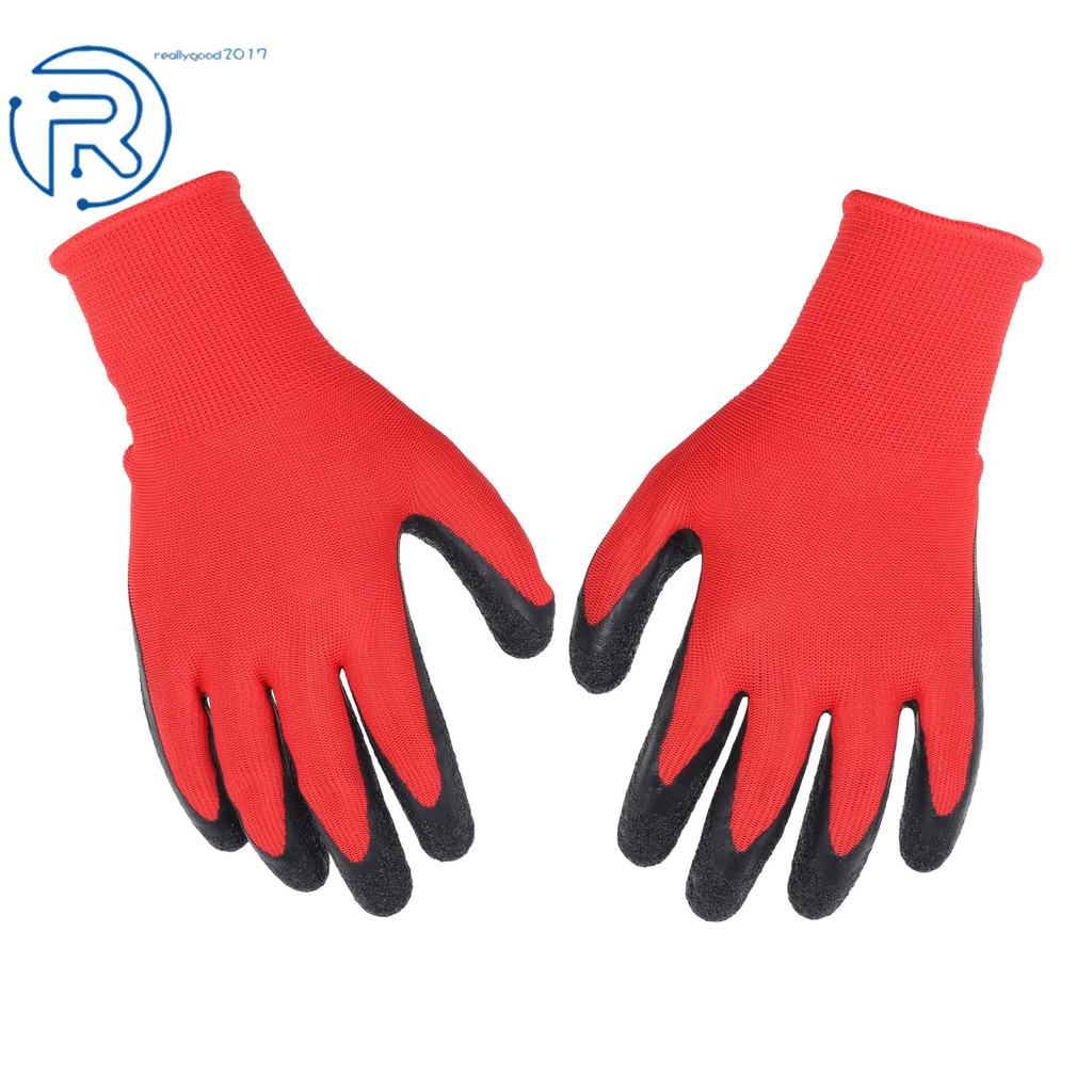 (L-Size) 12 Pairs Crinkle Latex Rubber Hand Coated Safety Work Gloves