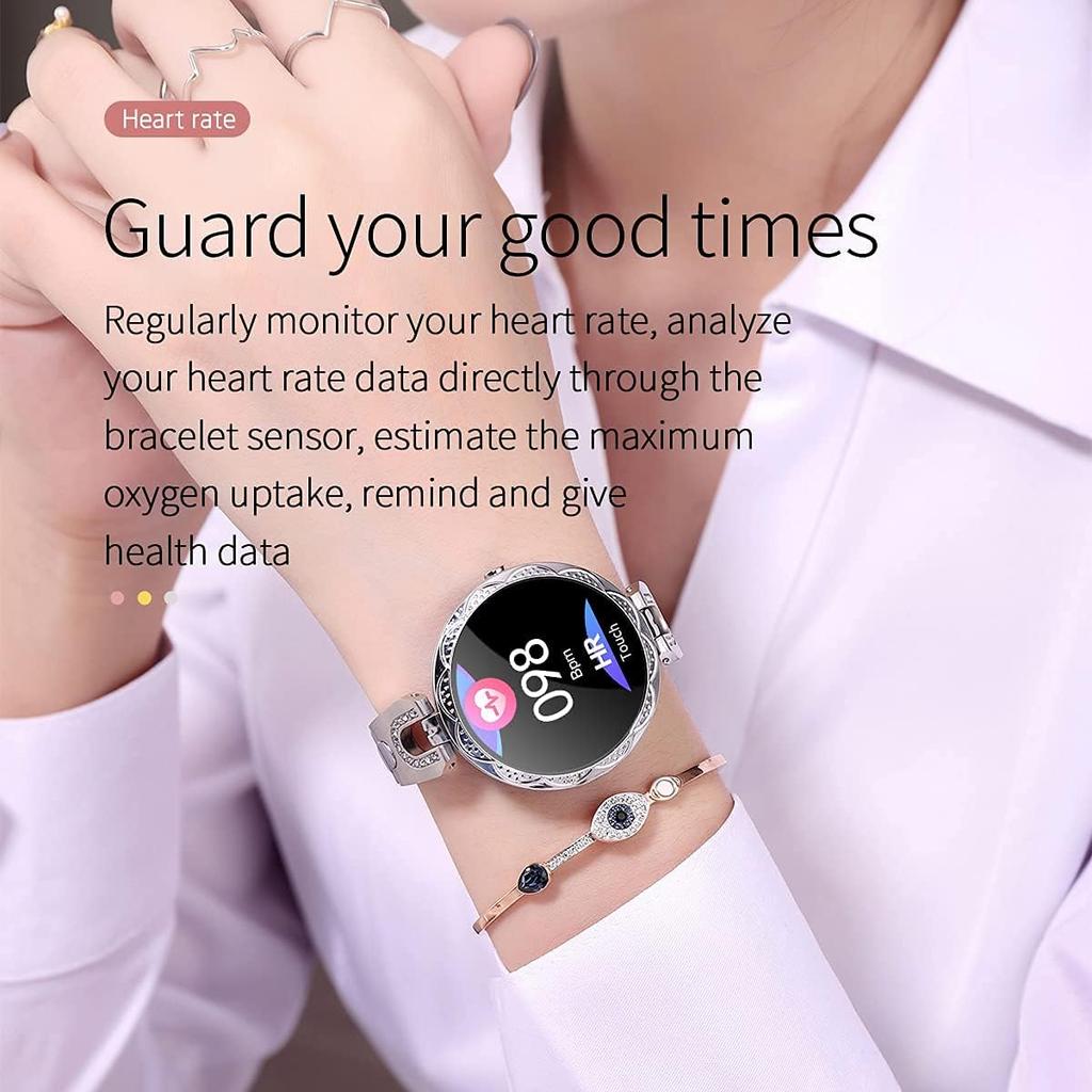 Smartwatch für Frauen Kompatibel für Android/iOS-Telefone. Gesundheits- und Fitness-Tracker mit Herzfrequenz, Blutdruck, Bluetooth-Fernfotografie, für Frauen