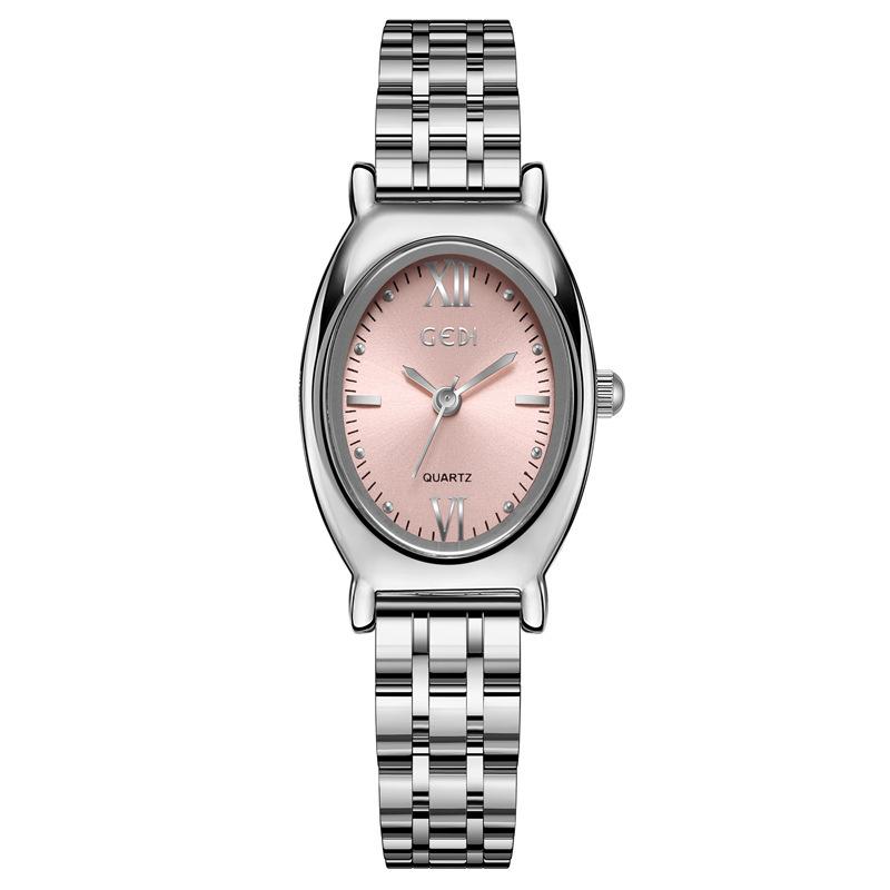 High-Value Steel Belt Women S Watch Light Luxury Niche Oval Waterproof Watch Women S Medieval Quartz Watch