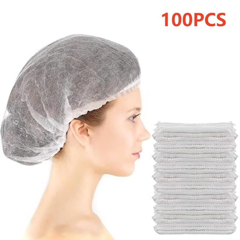 

100PCS Disposable Bouffant Caps Non-woven Head Covers Hair Net Cap Bonnet for Kitchen Cooking Service Beauty SPA Tattoo Nurses