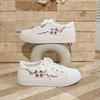 Fashion Women Sneakers Student Casual Knot Designer Summer Floral Pattern Sneakers Embroidered Flat Bottom Low Cut White Shoes for Women