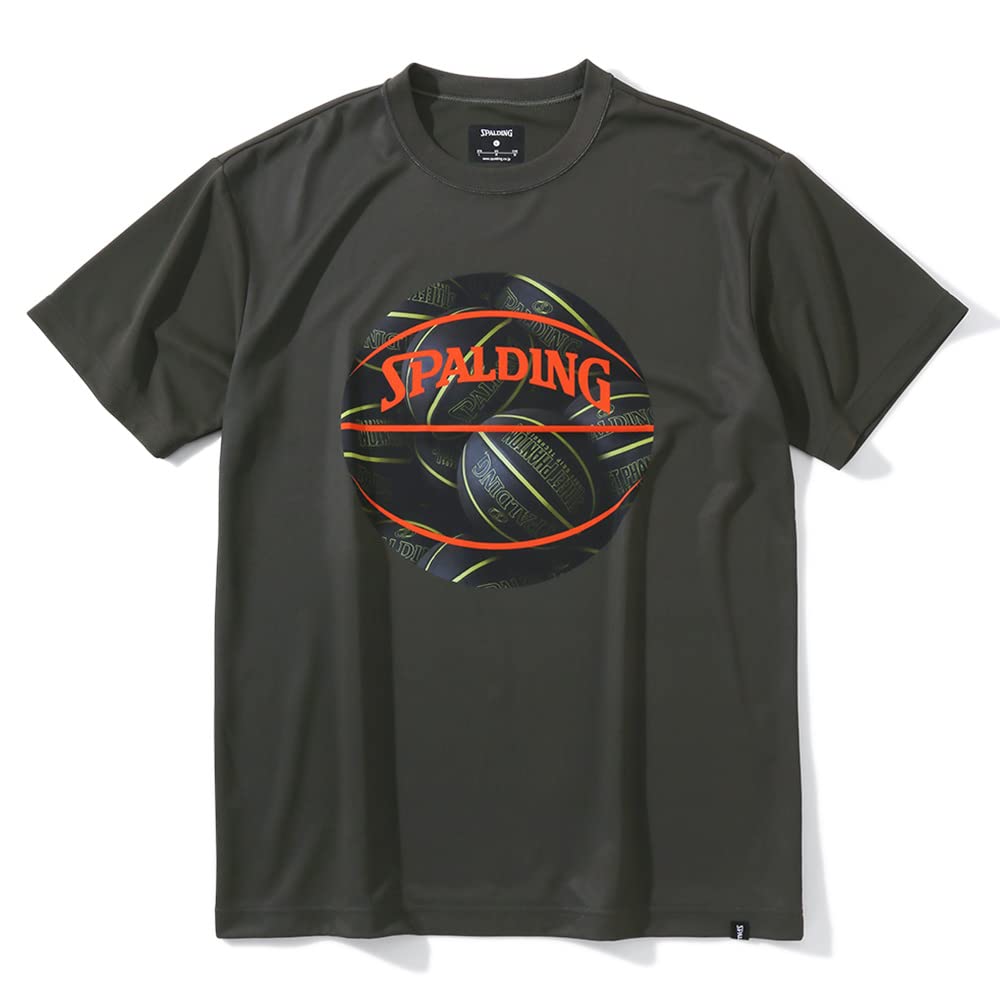 

Spalding Basketball T-Shirt with Ball Print, Olive Khaki, Size L, SMT23014