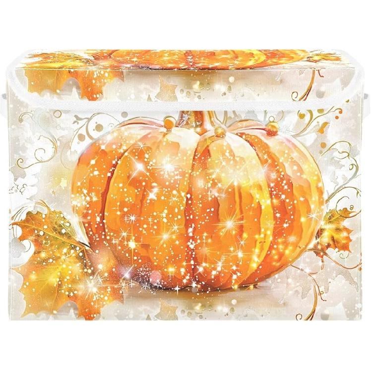 senya Большие контейнеры для хранения из льна Летние Стрекозы Бабочки Маки Цветы Складные Кубы для хранения Тканевый Органайзер для шкафа Autumn Pumpkin