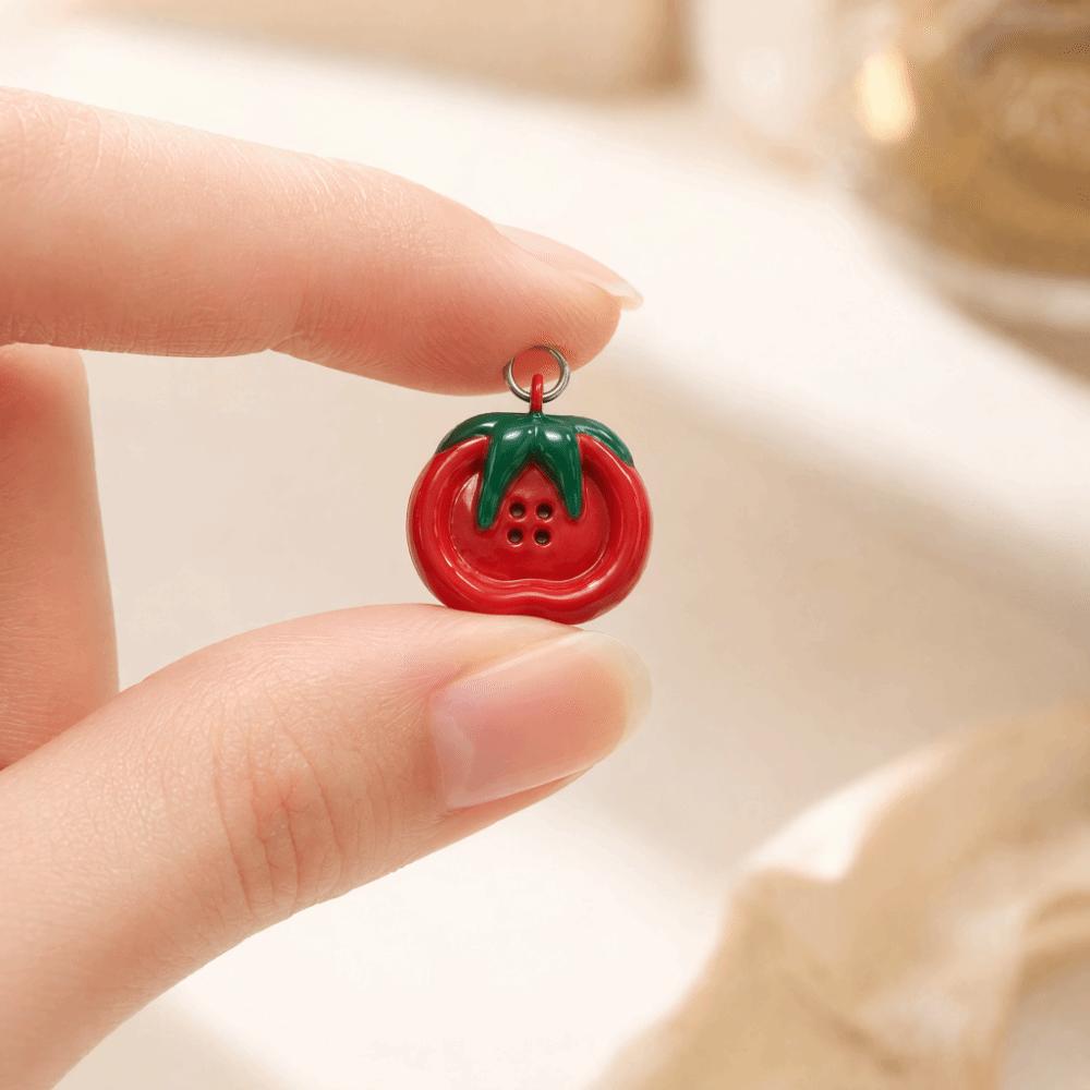 Drop Oil Craft Finish Enamel Mini Pendants 3D Vegetable Drop Oil Beads Keychain Ornament Decor