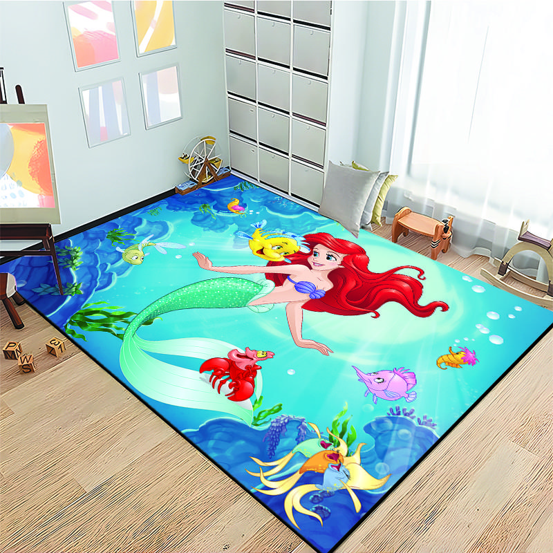 15 Size Little Mermaid Princess 3D Carpet Rugs for Home Living Room Bedroom Sofa Doormat Decor,Kids Area Rug Non-slip Floor Mat