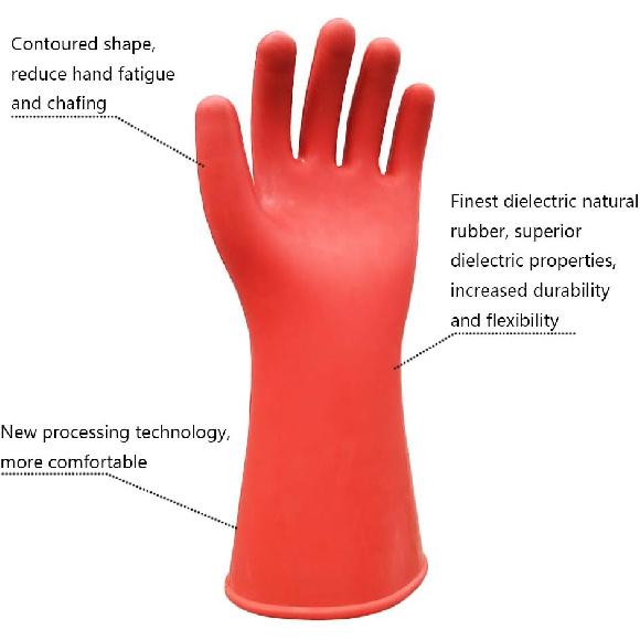 Electrical Insulated Lineman Rubber Gloves Electrician High Voltage Hand Shape Waterproof Safety Protective Work Gloves 12KV Insulating for Man Woman
