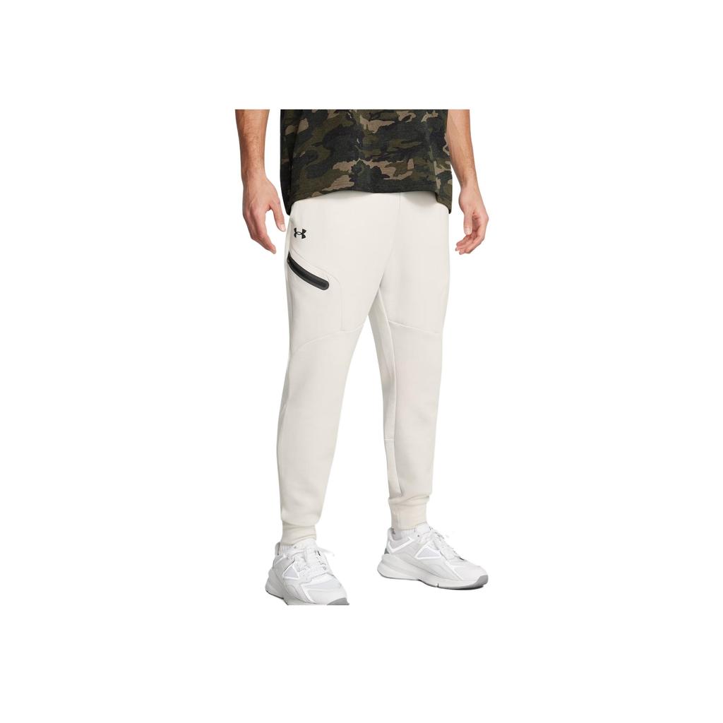 Under Armour Unstoppable Fleece Solid Color Fashion Versatile Popular Knitted Sports Pants Men Pants White 1379808-110
