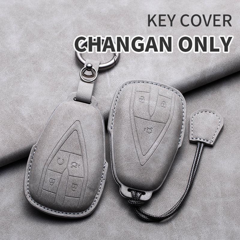 Leather Car Key Case Cover Fob For Changan CS35PLUS CS35 Plus CS55 PLUS CS75 PLUS Eado UNI-T UNI K Oushang X5 X7 EV 2019-2025