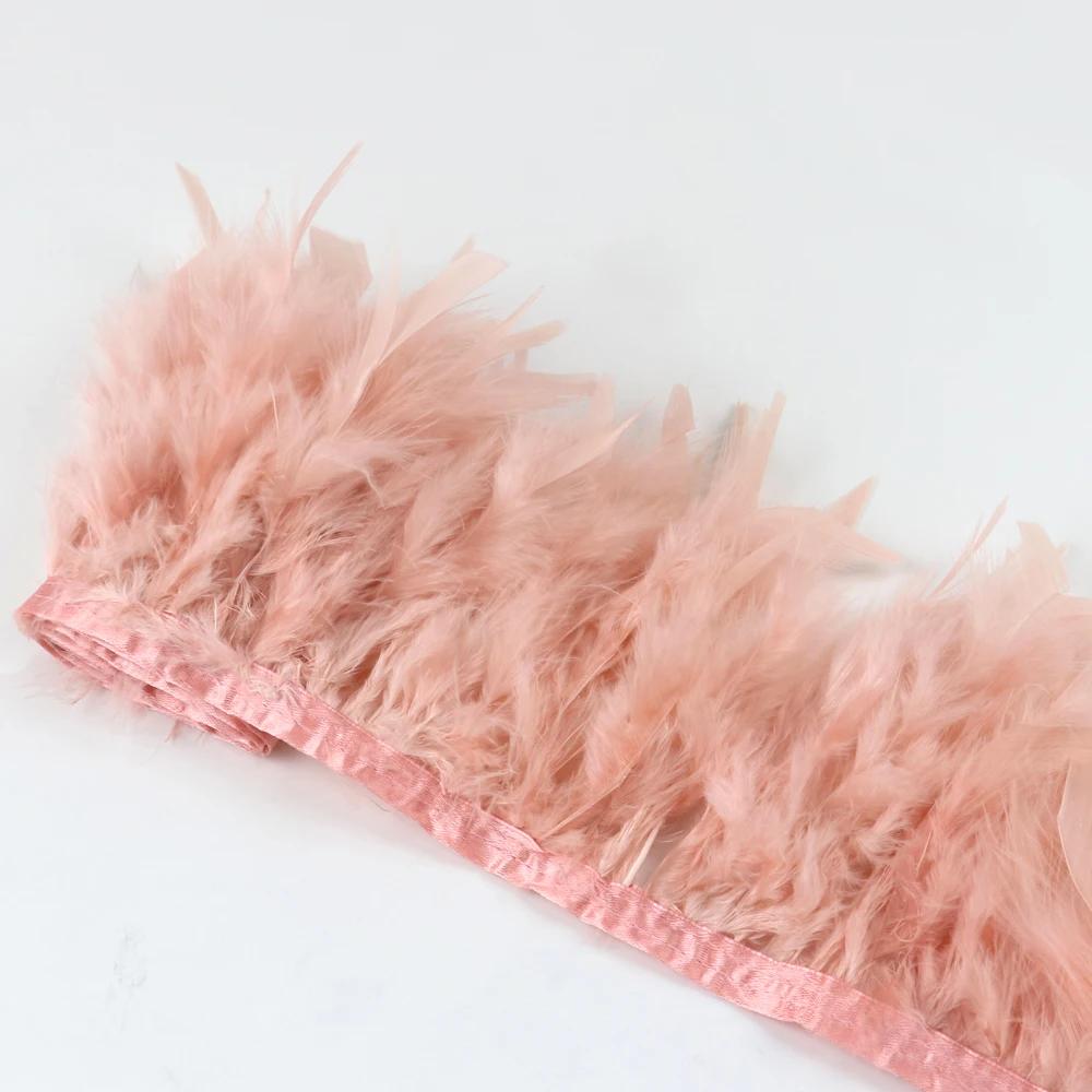 1Meters Natural Turkey Feathers Trim Height 10-15Cm Wedding Clothing Dress Decoration Diy Feather Ribbon Sewing Crafts