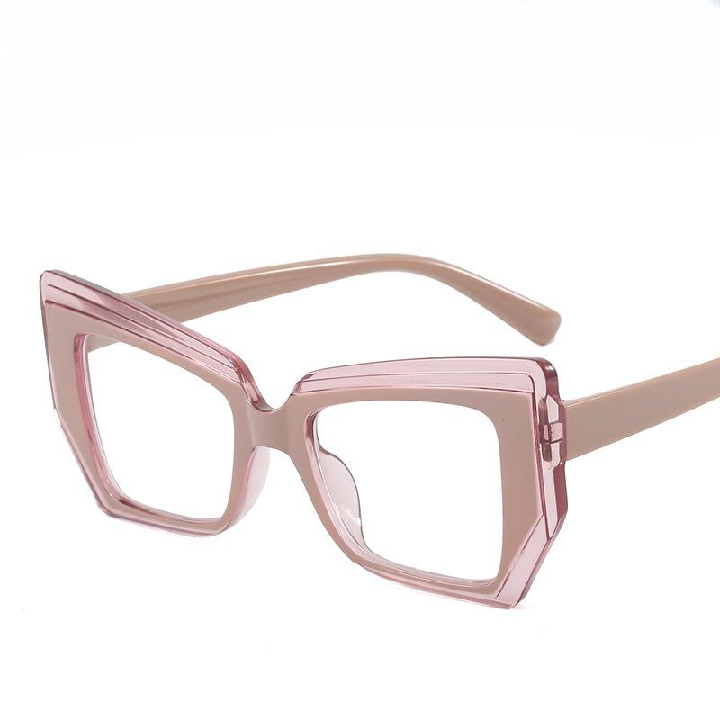 French-style Cat-eye Non-prescription Glasses, Large Frame, Women's Blue Light Blocking Glasses