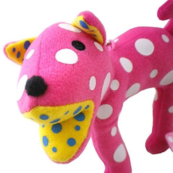 Yayoi Kusama Plush Toy Strap Plush Mascot Keychain for Smartphones Accessory, RING-RING TOKO-TON (Pink)