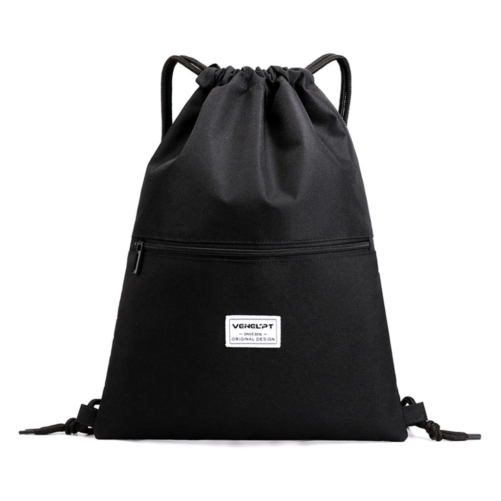 

Модний унісекс рюкзак на блискавці з мотузкою для подорожей, спорту, шкільний чорний