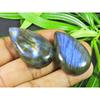 39-40MM Natural Purple Labradorite Pear 2Pcs Cabochon Loose Gemstone 139Cts. SK-4222