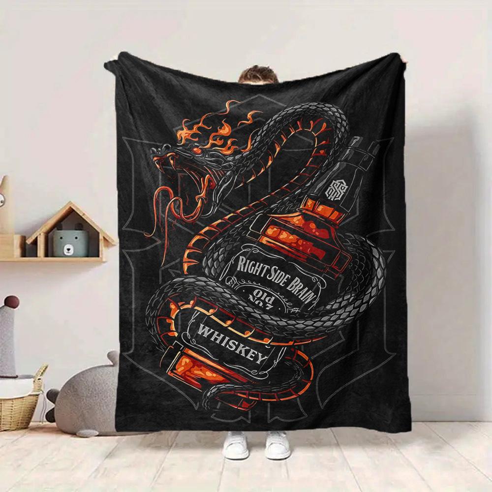 1pc Whiskey Snake Blanket Lightweight Flannel Blanket Throw Blanket For Sofa, Bed, Travel, Camping, Livingroom, Office, Couch