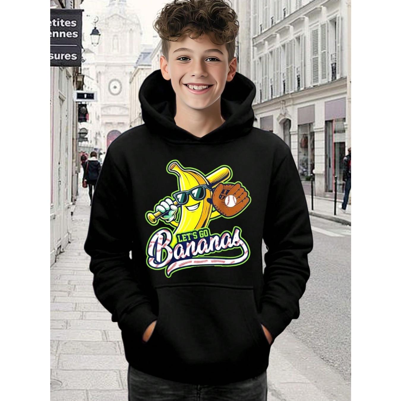 

Бейсбол Банан Подростковая Толстовка Мальчики Девочки Летний Повседневный Топ Смешной Мультяшный Принт Детская Осенняя Весенняя Детская Толстовка Длинный Рукав 13-14Y