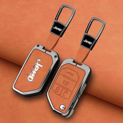 Zinc Alloy Leather 2 3 4 Buttons Car Key Case Cover For Gladiator JT Sahara JLU Wrangler JL Rubicon 2018 2019 Accessories