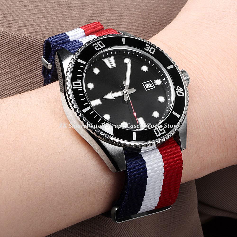 Ribbed Nylon Watch Strap 16/18mm 20mm 22mm for Omega Military Sport Watchband Braid Ballistic Fabric Band for Men Women Bracelet
