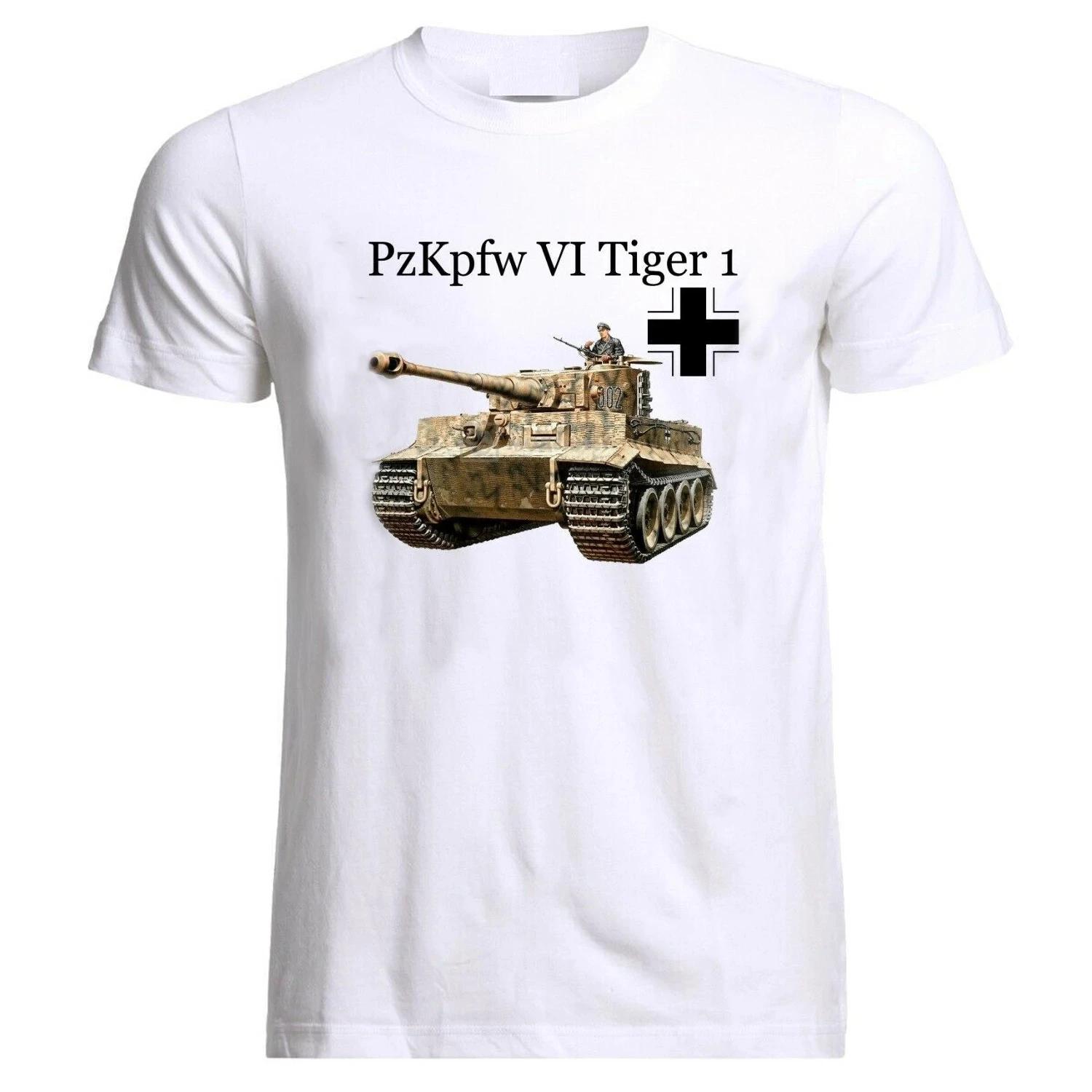 

Військова броня PzKpfw VI Panzer Tiger 1 Танк Футболка Літо Бавовна Короткий рукав Круглий виріз Чоловіча футболка Нова мода Вуличний одяг S чорний