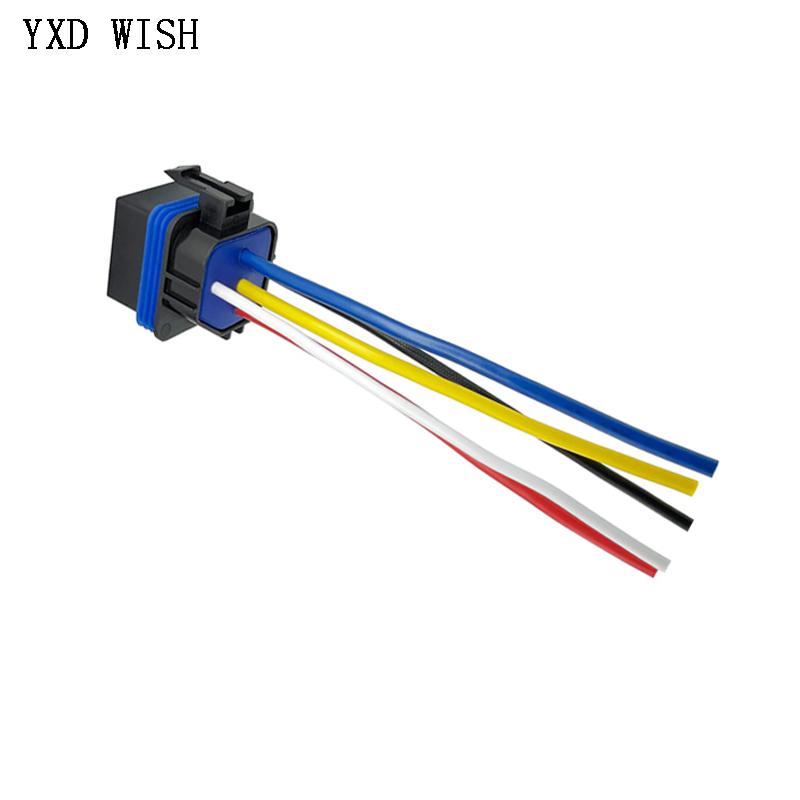 Waterproof Automotive Relay DC 5V/12V/24V/48V Car Relay With Black Red Copper Terminal Auto Relays 5pin 40A With Relay Socket Relays 5