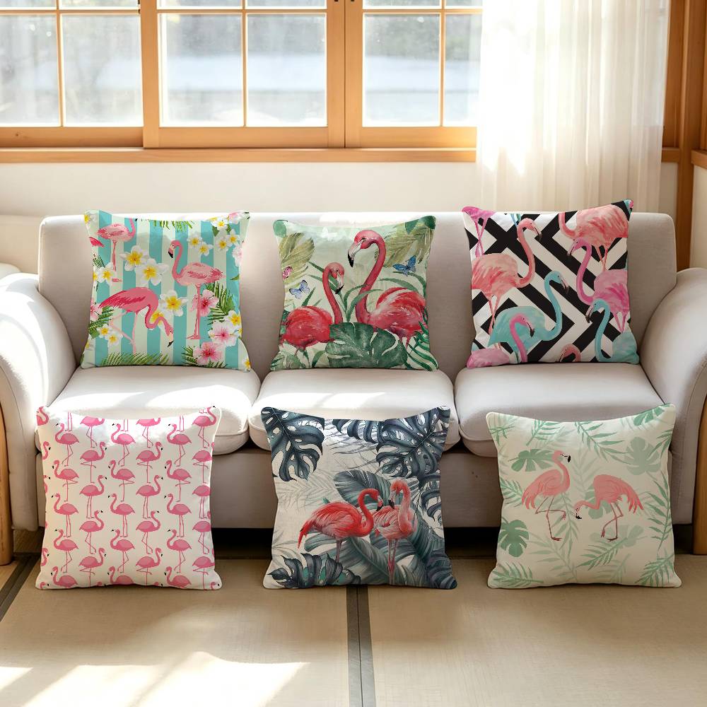 Leaf Flamingo Pillow Case Plush Fabric Soft Double Sided Print Sofa Cushion Cover Throw Pillow Covers