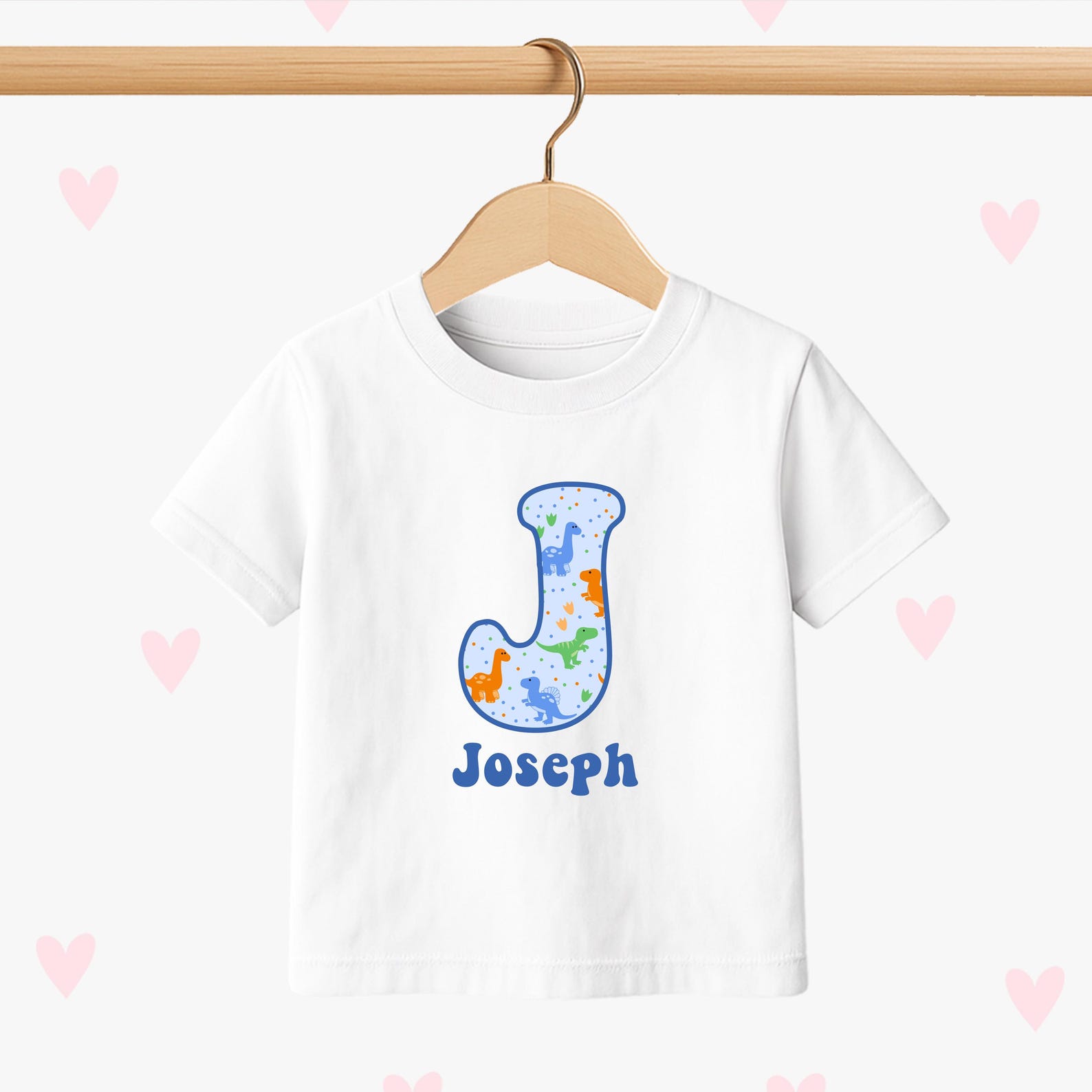 Dinosaur Personalised Kids T-shirt, T-REX Animal Theme Clothing, Boy Girl Name Gift 100