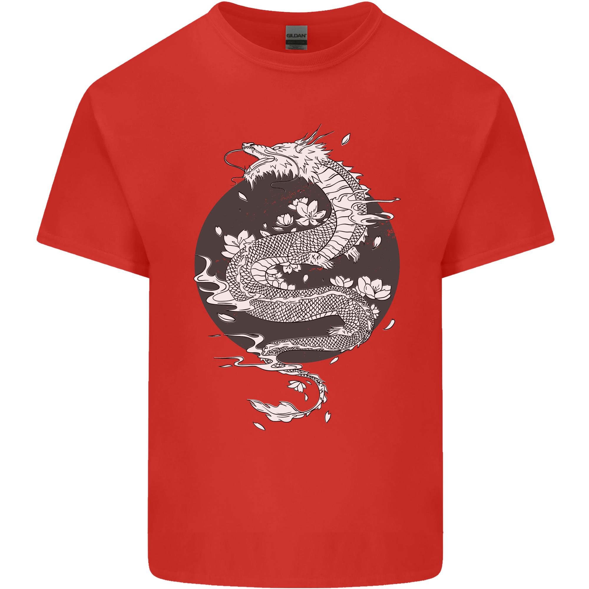 Japanese Fantasy Dragon Sun Background Unisexs Light Cotton TShirt S