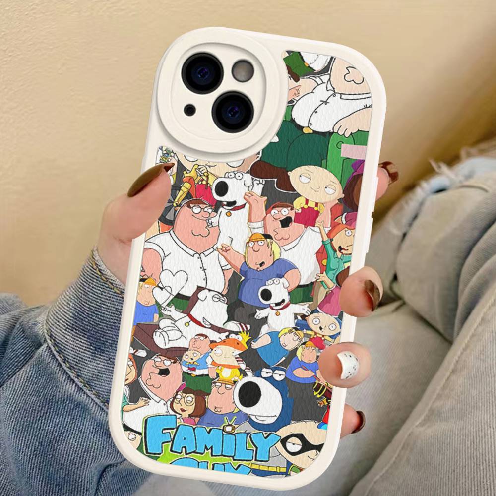 Aesthetic F-Family G-Guy Leather Phone Case For IPhone 16 15 14 13 12 11 Pro Max Plus Shockproof Cover
