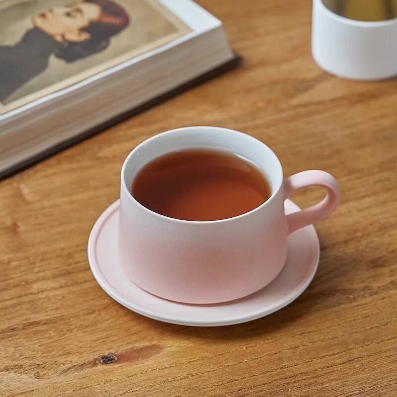 Jingdezhen Handmade Ceramic Courage Pink Coffee Cup with Saucer