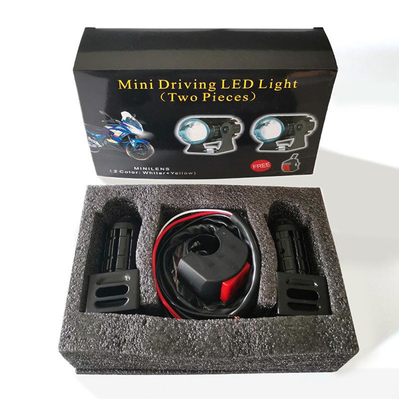 Dual-Color LED Spotlight: Electric Car/Motorcycle High/Low Beam Headlight with Steel Cannon Design for Super Bright Illumination