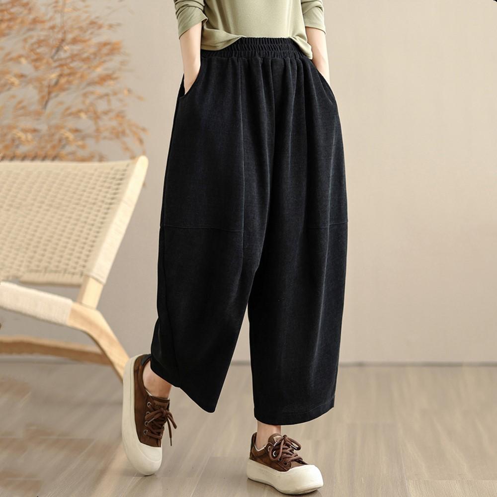 Κορδόνι plus size Vintage ψηλόμεσο casual φαρδύ Εαρινό φθινοπωρινό Παντελόνι Χαρέμι Γυναικείο Παντελόνι