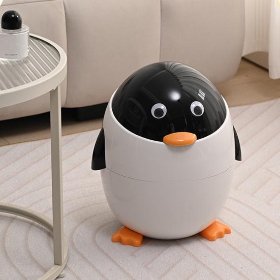 Pinguinform Mülleimer Doppelkammer-Design Versiegelnder Deckel Mülltonne mit versteckten Beuteln Wasserdicht Geruchsverschluss Abfalleimer Müllbehälter