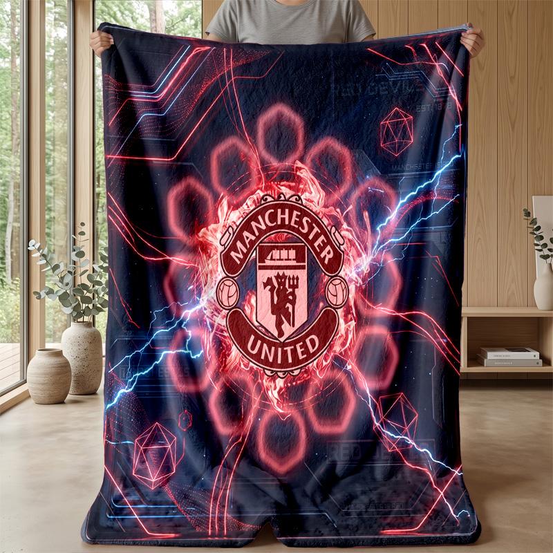 Coperta a tema Manchester United Morbida coperta in flanella Coperta morbida da divano Coperta accogliente per divano e letto per la decorazione della casa
